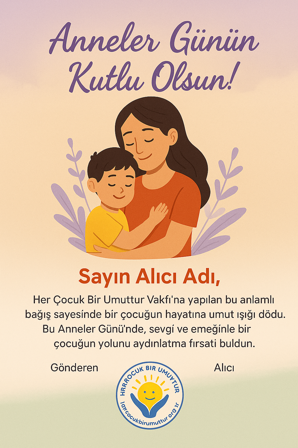 Anneler Günü Kartı [Erkek Çocuk İçin]