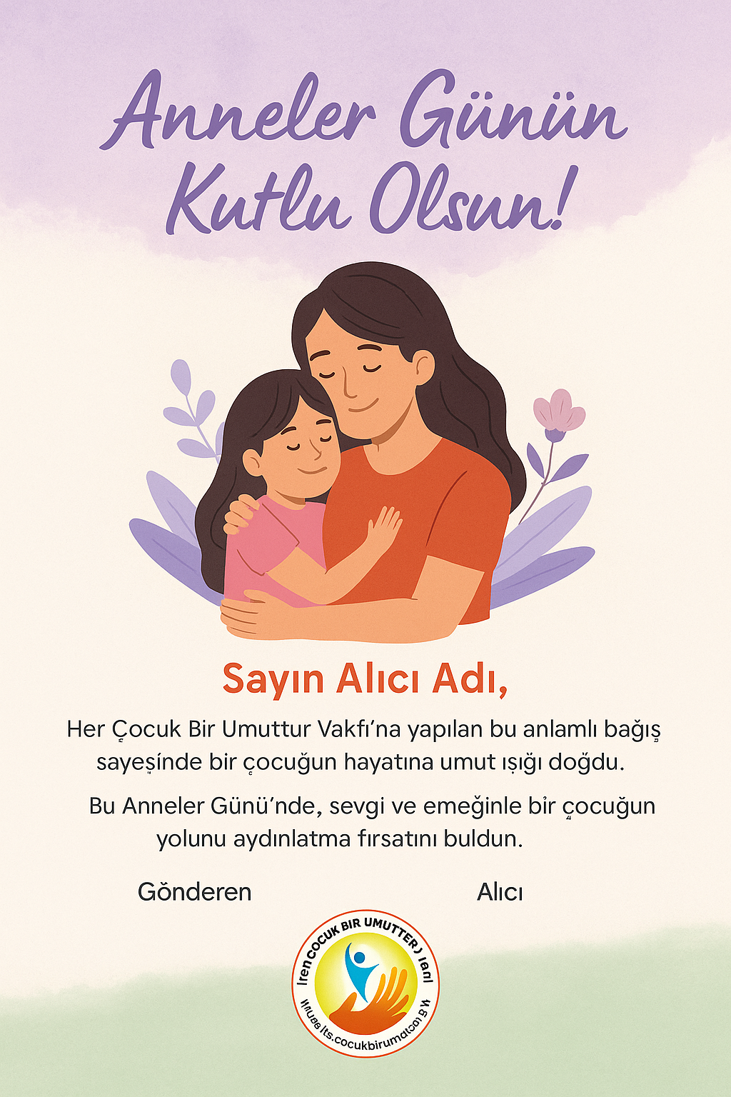 Anneler Günü Kartı [Kız Çocuk İçin]
